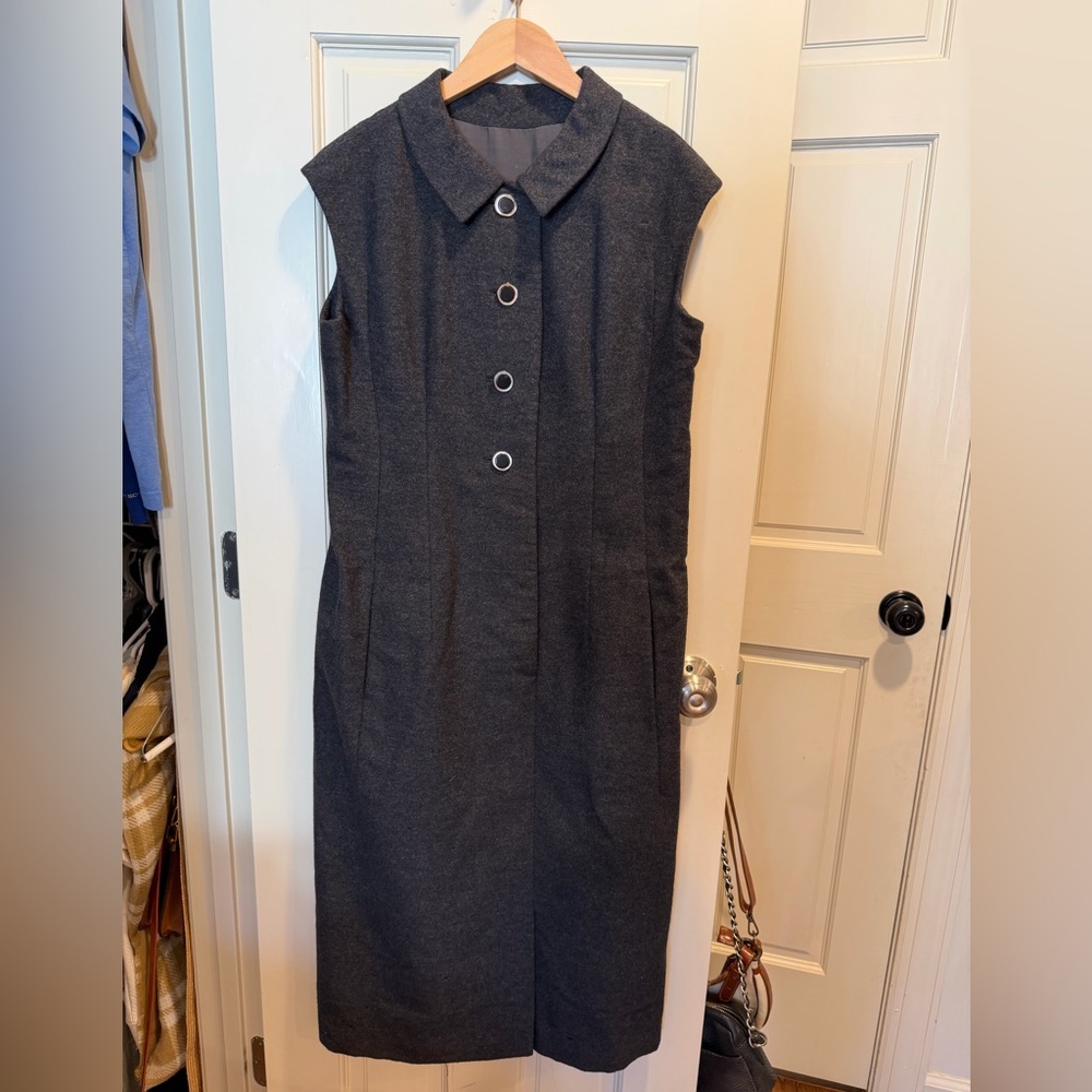 Chic Charcoal Sleeveless Midi Dress & Blazer